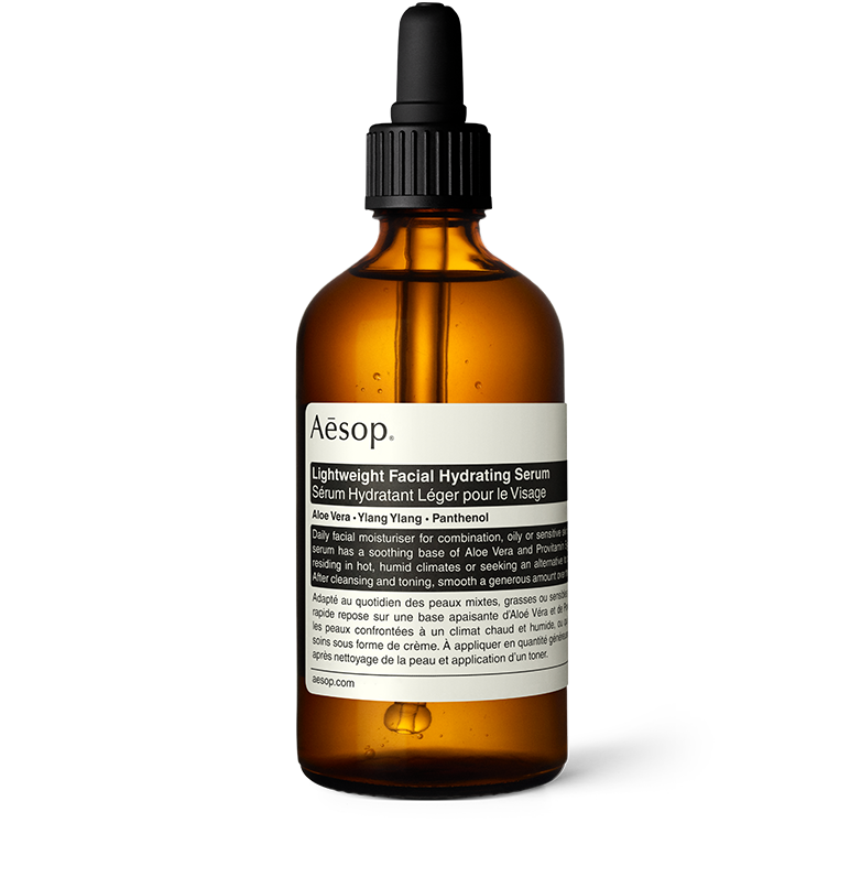 Lightweight Facial Hydrating Serum in amber bottle