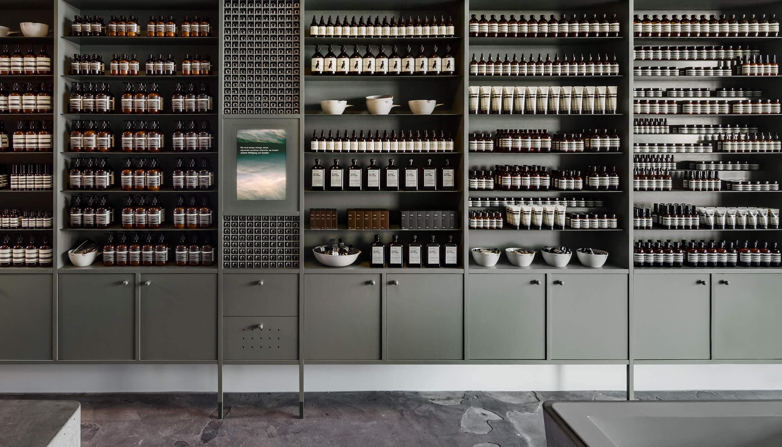 In-store shelves and product display