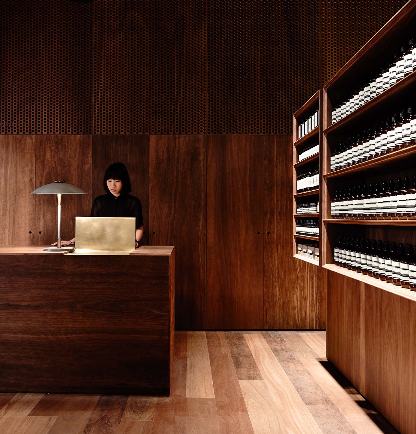 Aesop consultant operating a computer.
