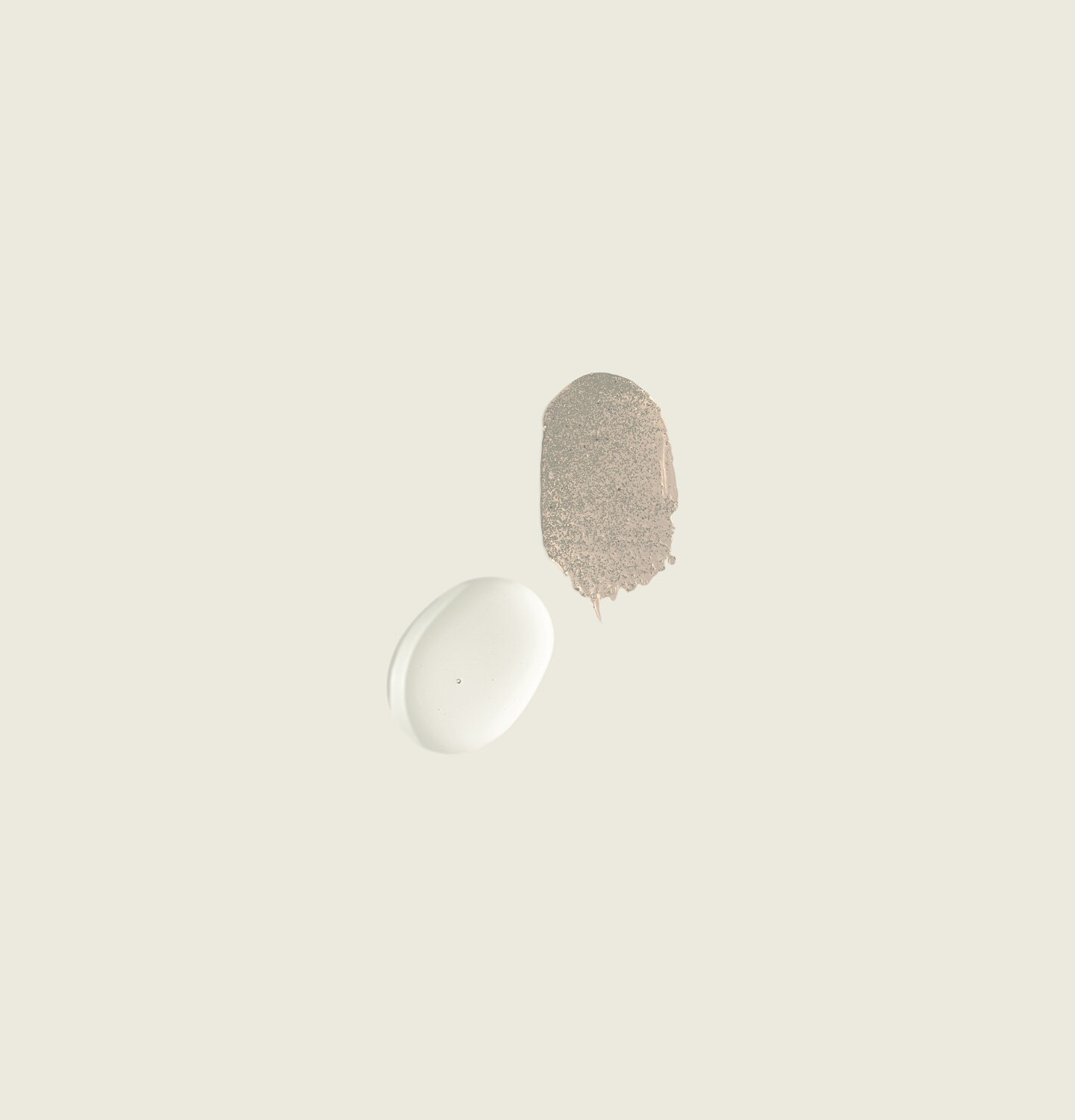 Textures of Geranium Leaf Hydrating Body Treatment and Geranium Leaf Body Scrub, side by side.